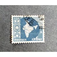 Марка Индия 1957 год Карта