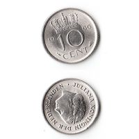 10 центов Нидерланды 1966 года