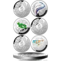 Австралия 3х5 долларов 2022-23гг. "Набор монет: Красота - богатая и редкая". Вогнутая форма. Монеты в капсулах; подарочных футлярах; номерные сертификаты; коробки. СЕРЕБРО 3х31,10гр.(3 oz).