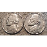 5 центов  1956 Р или D США Джеферсон 2 монеты