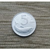 Werty71 Италия 5 лир 1986 Рыба Дельфин