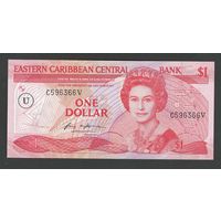 Восточные Карибы Ангилья 1 доллар 1985 года. Буква U. Тип Р-17u. Состояние UNC
