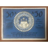 Нотгельд 50 пфеннигов 1922 год. Эттенхайм. Веймарская республика