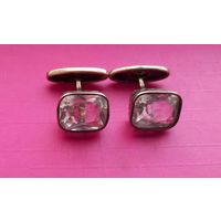 Антикварные Запонки СССР Горный Хрусталь.Серебро 875.В Позолоте