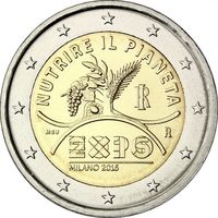 2 евро 2015 Италия Экспо в Милане UNC из ролла