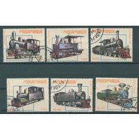 МОЗАМБИК 1979 719-724 Ранние локомотивы. Паровозы. Железная дорога. Транспорт