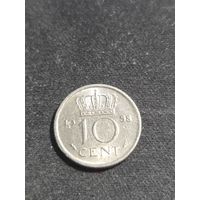 Нидерланды 10 центов 1958