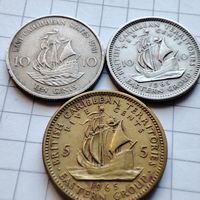 10 центов 1965и1981+5 центов 1965 года Британские Восточно-Карибские территории.