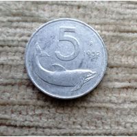 Werty71 Италия 5 лир 1952 Рыба Дельфин