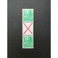 ГДР 1955 Сцепка вертикальная из марок стандарта "Пятилетка" (чистая**) Mi.WZ1 406x+Z+406x каталог 7.00 евро