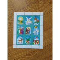 Венгрия малый лист 1999 г. Рождественские виньетки.