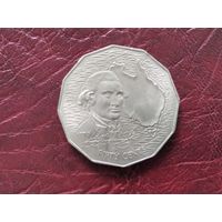 50 центов Австралия 1970 г. Путешествие Кука.