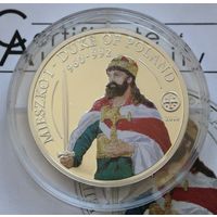 Палау 2 доллара 2010 год "Мешко I - Польский князь" + сертификат Proof