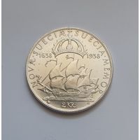2 кроны.1938г . 800 пр., Король Густав 5.300 лет поселению Делавер.Швеция.