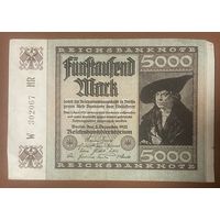 Банкнота 5000 марок 1922 год. Веймарская республика.