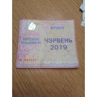 Месячный проездной Автобус-троллейбус Брест, июнь 2019 г.,