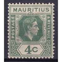46.BrKM. Великобритания. Колонии. Маврикий. Георг VI. Стандарт. 4C. 1938 г. Mi.#205A.
