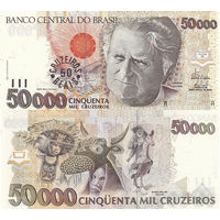 Бразилия 50000 Крузеиро, 50 Крузейро Реал 1993 UNC П1-80