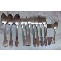 Столовые приборы нейзильбер МНЦ. 11 штук (мельхиор)