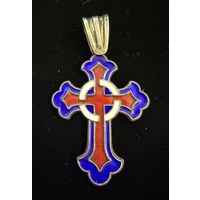 Нательный Крест. Серебро 84 пр. (БГ)  Эмали !!!