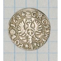 С 1 РУБЛЯ! МОНЕТА 1 ГРОШ 1624 СИГИЗМУНД III СЕРЕБРО ПОЛЬША