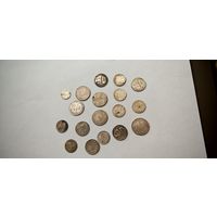 Лот серебряных монет 18 монет