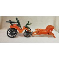 Игрушка Тачанка (Красноармейцы, Буденовцы), пластик. СССР