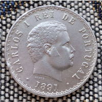 Португалия 500 рейсов 1891 года. Король Карлос I. Серебро! Сторгуй за свою цену, предложи обмен! Y