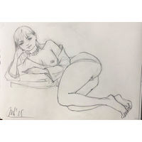 "Обнаженная со спущенным халатиком" зарисовка а3