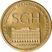 Польша 2 злотых, 2006 100 лет Варшавской школы экономики UNC