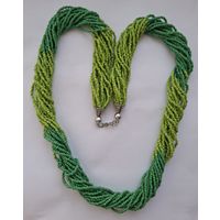 Крупные бусы. Многорядное колье. Бисер матовый. 16 нитей! Длина 74 см! 70-е годы, Чехословакия