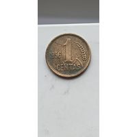 1 цент 1936 года. Литва - Первая Республика (1925 - 1938). Монета не чищена. 45139