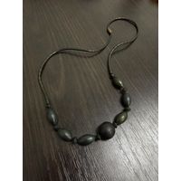 Чокер бусы винтажные из деревянных бусин разного размера  на леске .