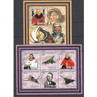 Космос. Космонавты и астронавты. Мозамбик. 2002. 1 малый лист и 1 блок. Michel N 2489-2494, бл157 (24,0 е)