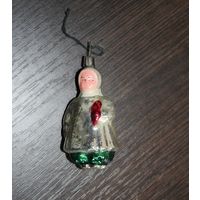 Новогодняя елочная игрушка, из СССР "Девочка", тонкое стекло.