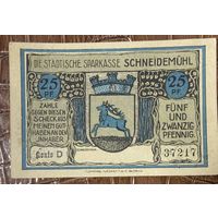 Нотгельд 25 пфеннигов 1920 год. Шнайдемюль,. Веймарская республика