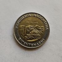 Аргентина 1 песо 2010 г.  200 лет Аргентине - развалины крепости Пукара около г. Тилькара