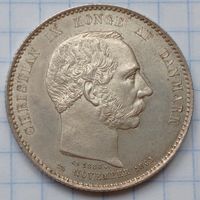 2 кроны 1888 г., Дания, 25 лет правления.