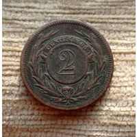 Werty71 Уругвай 2 больших сентесимо 1869