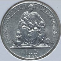 Ватикан 5 лир 1949 г.