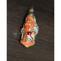 Новогодняя елочная игрушка, из СССР "Дедушка мороз", тонкое стекло.