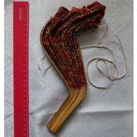 Веер коллекционный. Редкая конфигурация. Шелк, бамбук. Складной. Ручная работа. Тайланд.