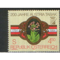 Полная серия из 1 марки 1984г. Австрия "200 лет монополии на табак" MNH