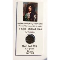 Солид 1664 г. Ян II Казимир Ваза (1648-1668). Литва. В холдере 5х10 см.