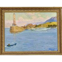 Козловский А.С "Пейзаж с маяком.Средиземное море", 2009г. Холст, масло. Размер с рамой 94,5х74 см.