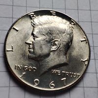 1/2 доллара США. 1967 года .Кенеди. Серебро.