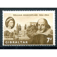 Британские колонии - Гибралтар - 1964г. - королева Елизавета II, Уильям Шекспир - 1 марка - полная серия, MNH [Mi 166]. #2-Bc-40-B-1