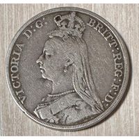 Монета 1 крона 1889 год. Великобритания. Королева Виктория.
