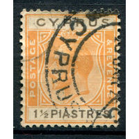 Британские колонии - Кипр - 1924г. - король Георг V, 1 1/2 Pia - 1 марка - гашёная [Mi 90]. #4-B6-112-A-1
