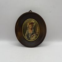 Антикварная шелкография в деревянной раме. Италия. Арт 3440